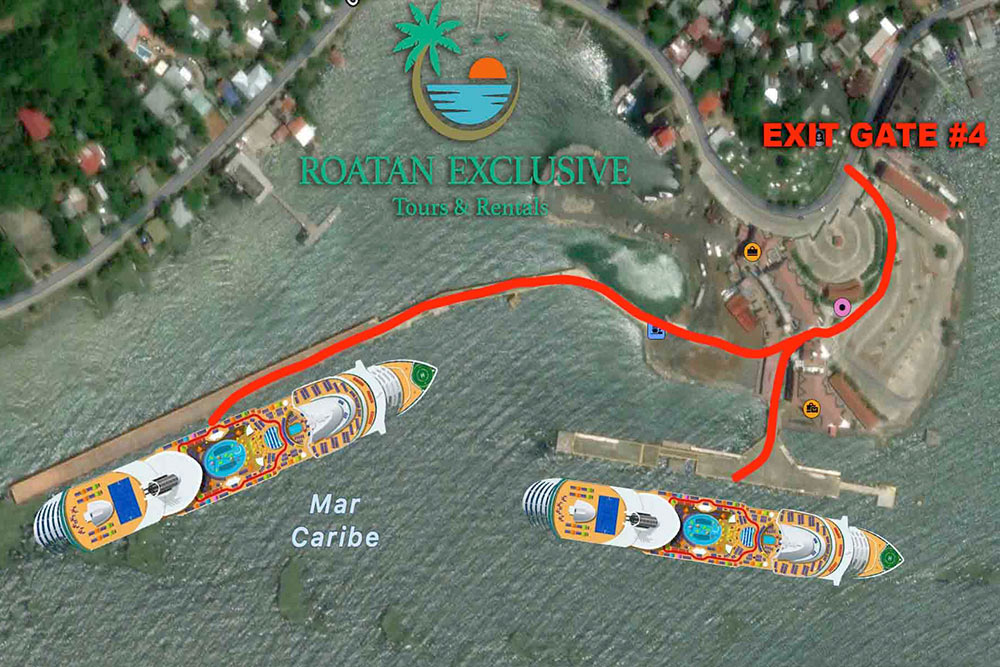 coxen hole roatan cruise port map