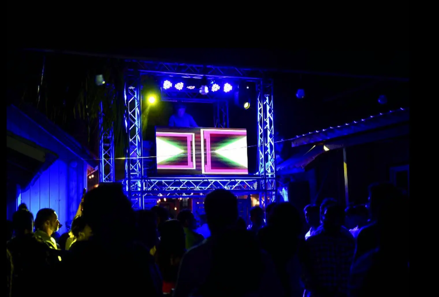 Live music night with stage lights in Roatan